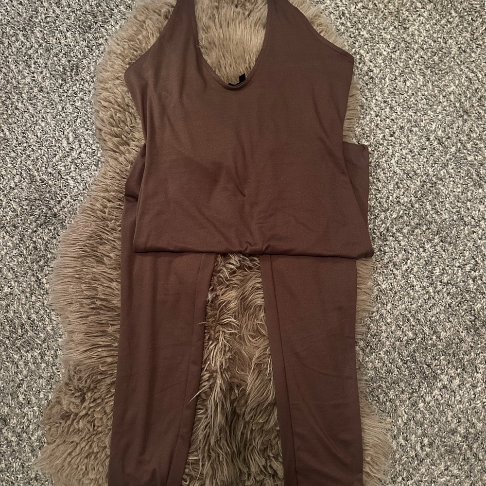 Fashion Nova Chocolate Brown Jumpsuit Tokyo Size Large